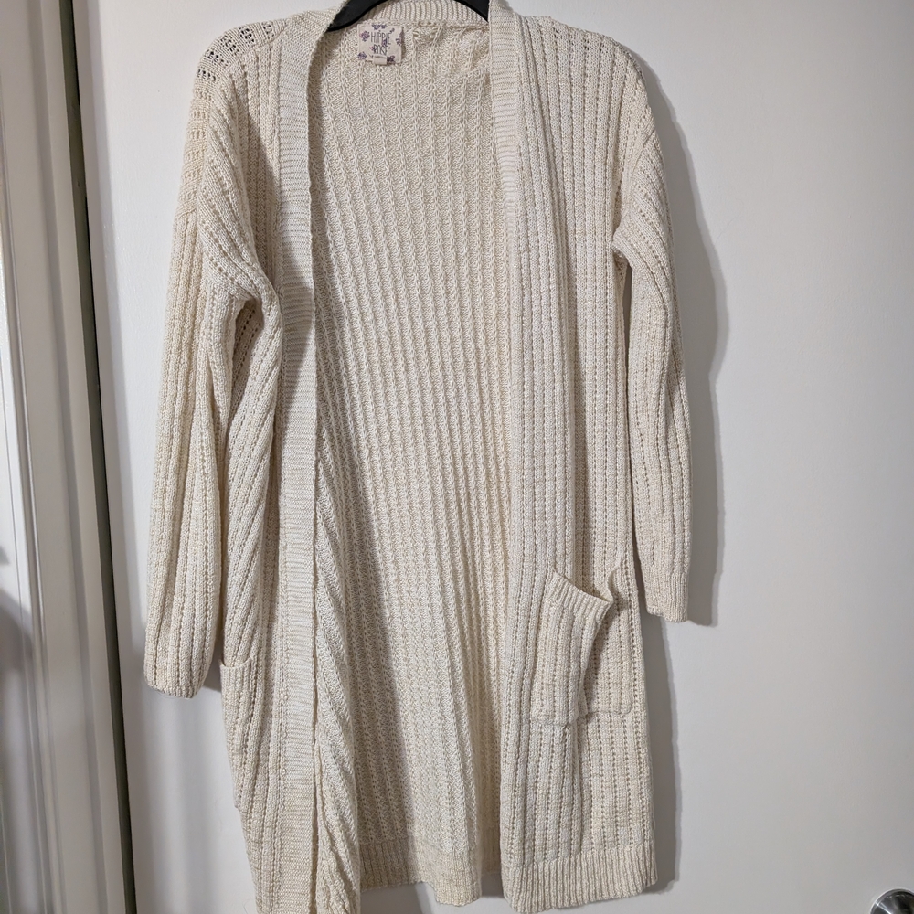 Hippie Rose Ivory Open-Front Cardigan